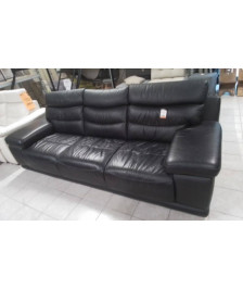 CANAPE CUIR NOIR 4 PLACES 2M50