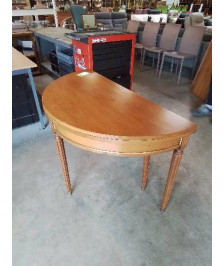 CONSOLE DEMI LUNE BOIS CLAIR EXTENSIBLE STYLE DIRECTOIRE 110X74,5CM 2 RALLONGES 50CM