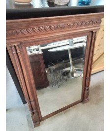 MIROIR RECTANGULAIRE A COLONNES BOIS SCULPTÉ FIN XIXE 