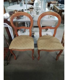 PAIRE DE CHAISES BOIS CLAIR ASSISE CAPITONNÉ TISSU VERT STYLE LOUIS PHILIPPE 