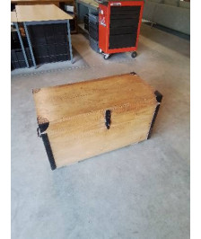 MALLE DE MARINE PIN GAINÉ FER FORGÉ NOIR FIN XIXE 