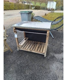 DESSERTE D EXTERIEUR POUR PLANCHA TECK PLATEAU INOX ENO