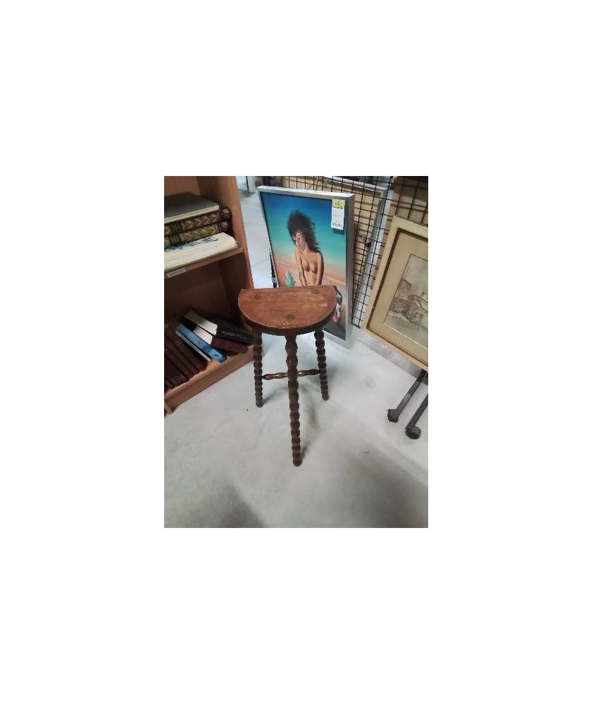 PORTE PLANTE HAUT DEMI LUNE BOIS PIEDS CHAPELET 