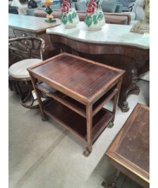 DESSERTE A ROULETTES ACAJOU 3 NIVEAUX ANNÉES 50