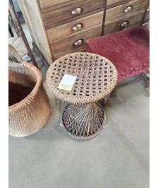 TABOURET ROND VANNERIE ANNÉES 60