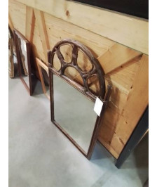 MIROIR CINTRÉ ROTIN ET VANNERIE ANNÉES 60