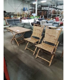 ENSEMBLE 3 PIÈCES 1 TABLE ET 2 CHAISES PLIANTES BAMBOU