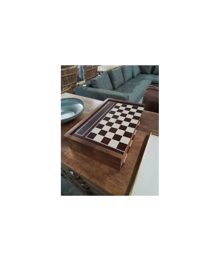 MALETTE DE JEUX DAMES BACKGAMMON BOIS 