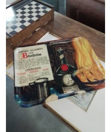 PLATEAU DE SERVICE PUBLICITAIRE CRÊPES FLAMBÉES A LA BENEDICTINE DÉBUT XXE