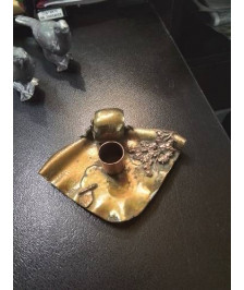 BOUGEOIR LAITON ET CUIVRE TRAVAIL DE POILUS DÉBUT XXE