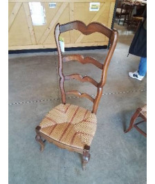 CHAISE DE NOURRICE BOIS ASSISE PAILLÉ BICOLORE DOSSIER MOUSTACHE 