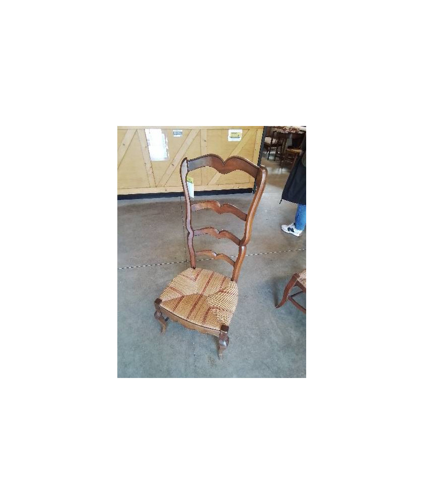 CHAISE DE NOURRICE BOIS ASSISE PAILLÉ BICOLORE DOSSIER MOUSTACHE 