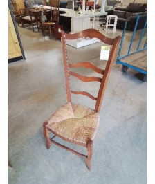 CHAISE DE NOURRICE BOIS ASSISE PAILLÉ BICOLORE DOSSIER 4 BARREAUX 