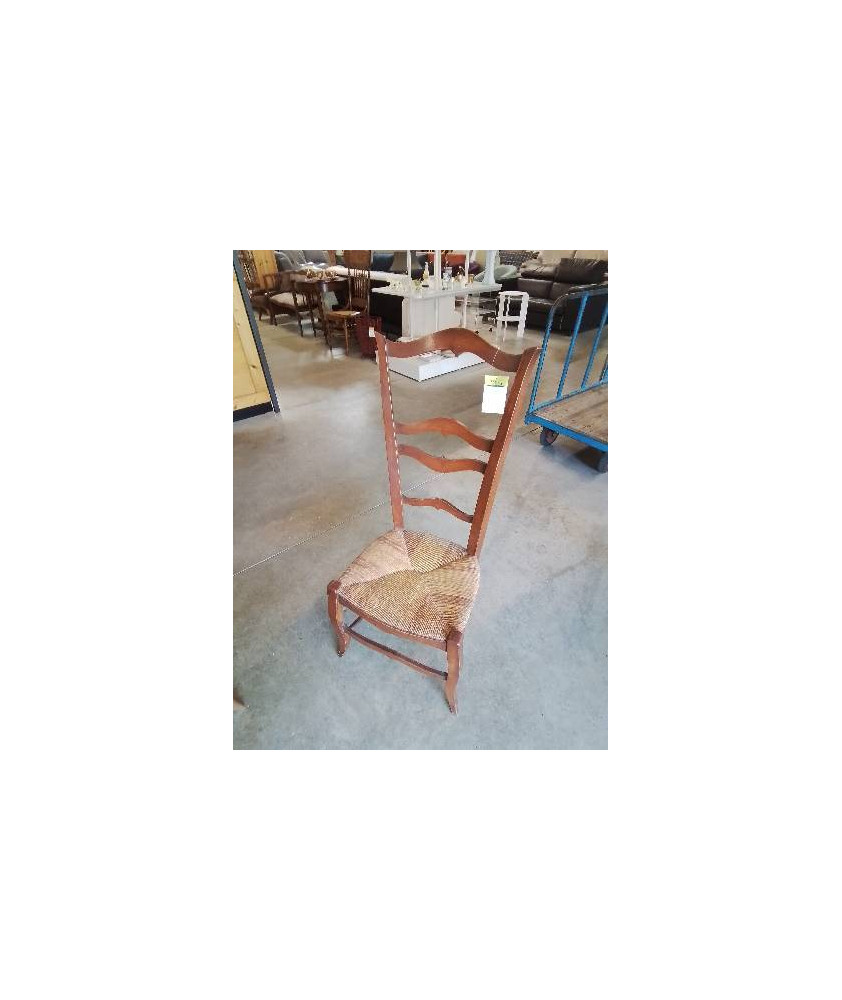 CHAISE DE NOURRICE BOIS ASSISE PAILLÉ BICOLORE DOSSIER 4 BARREAUX 