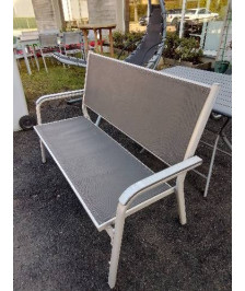 BANQUETTE DE JARDIN PIÈTEMENT MÉTAL ASSISE ET DOSSIER TOILE TAUPE