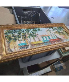 CADRE DORÉ RECTANGULAIRE SCENE PLACE DE VILLAGE