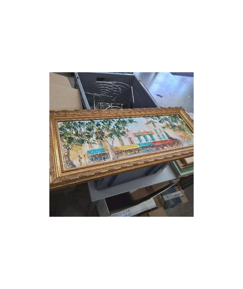 CADRE DORÉ RECTANGULAIRE SCENE PLACE DE VILLAGE