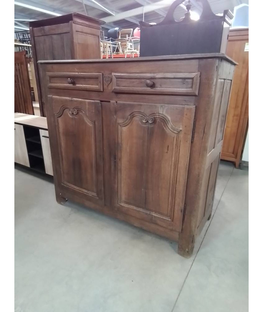 BUFFET 3 QUART BOIS MOULURÉ 2 PORTES 2 TIROIRS FIN XIXE