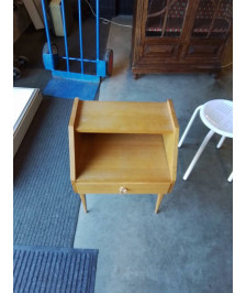 CHEVET ANNÉES 60 1 NICHE 1TIROIR BOIS CLAIR