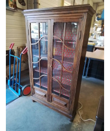 BIBLIOTHÈQUE VITRÉE BOIS MOULURÉ 2 PORTES
