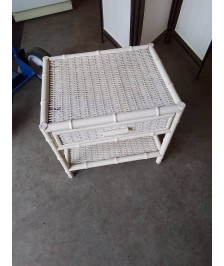 CHEVET ROTIN ET VANNERIE BLANC 1 TIROIR