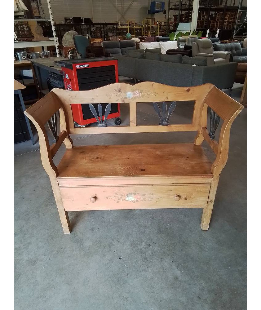 BANC PIN 1 TIROIR DOSSIER SCULPTÉ 