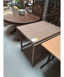 TABLE RECTANGULAIRE ABATTANTS PIN TAUPE 1 TIROIR