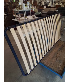 SOMMIER CADRE MÉTAL BLEU A LATTES 90X190CM 