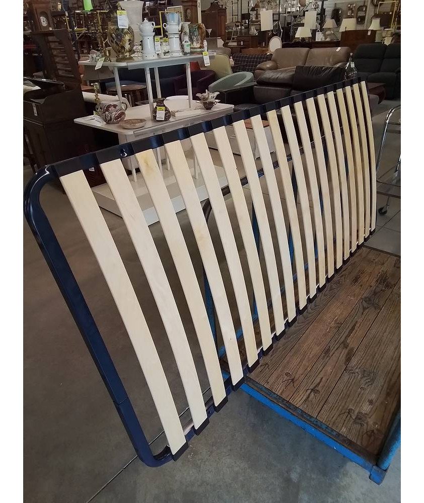 SOMMIER CADRE MÉTAL BLEU A LATTES 90X190CM 