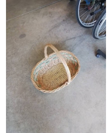 PANIER OVALE VANNERIE BICOLORE 1 ANSE
