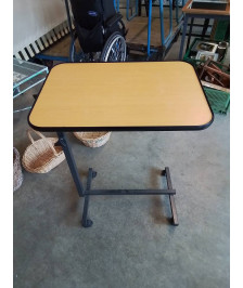 TABLE DE LIT RÉGLABLE HAUTEUR PIÈTEMENT GRIS PLATEAU BOIS