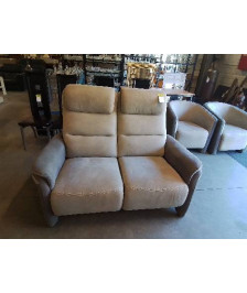 CANAPE 2 PLACES TISSU GRIS