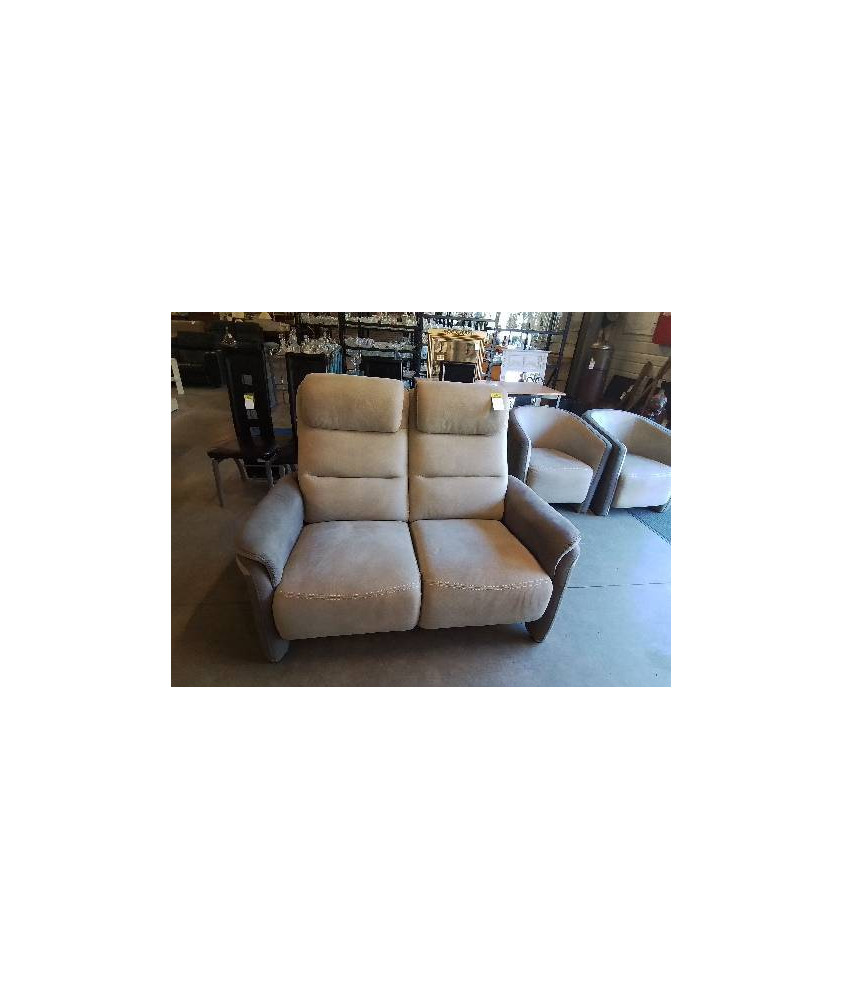 CANAPE 2 PLACES TISSU GRIS