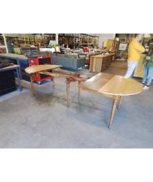 TABLE RONDE 6 PIEDS DIRECTOIRE EXTENSIBLE DE 150CM VENDUE AVEC UNE RALLONGE DE 35 CM