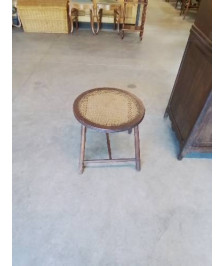 TABOURET BOIS CANNÉ A ENTRETOISE 