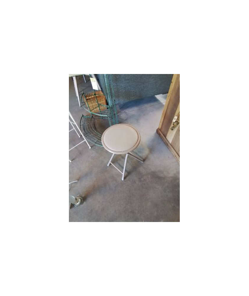 TABOURET PLIANT MÉTAL ET PU TAUPE