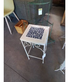 PORTE PLANTE FER FORGÉ BLANC DESSUS MOSAÏQUE 