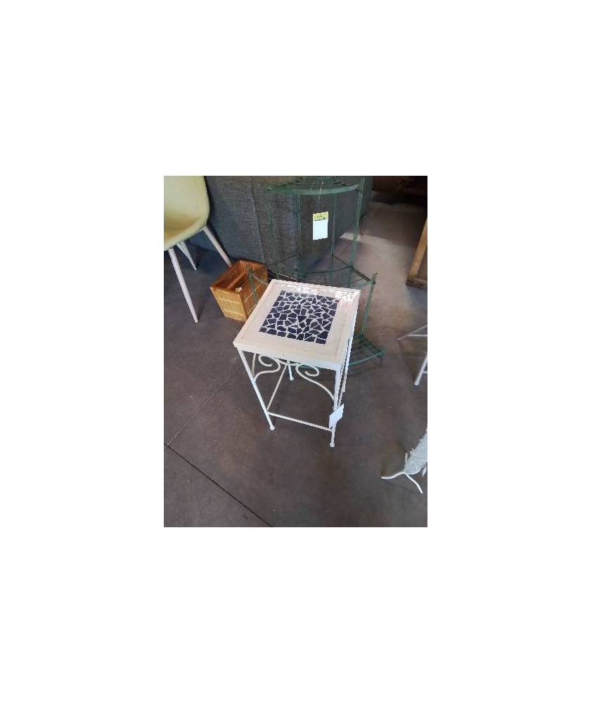 PORTE PLANTE FER FORGÉ BLANC DESSUS MOSAÏQUE 