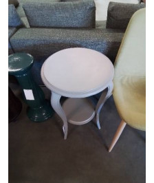 SELLETTE RONDE 2 NIVEAUX BOIS PEINT TAUPE