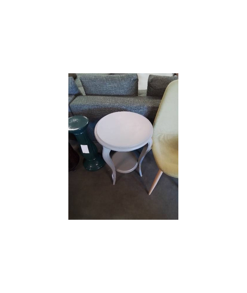 SELLETTE RONDE 2 NIVEAUX BOIS PEINT TAUPE