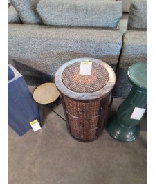 MEUBLE COLONNE BOIS ET VANNERIE 1 PORTE