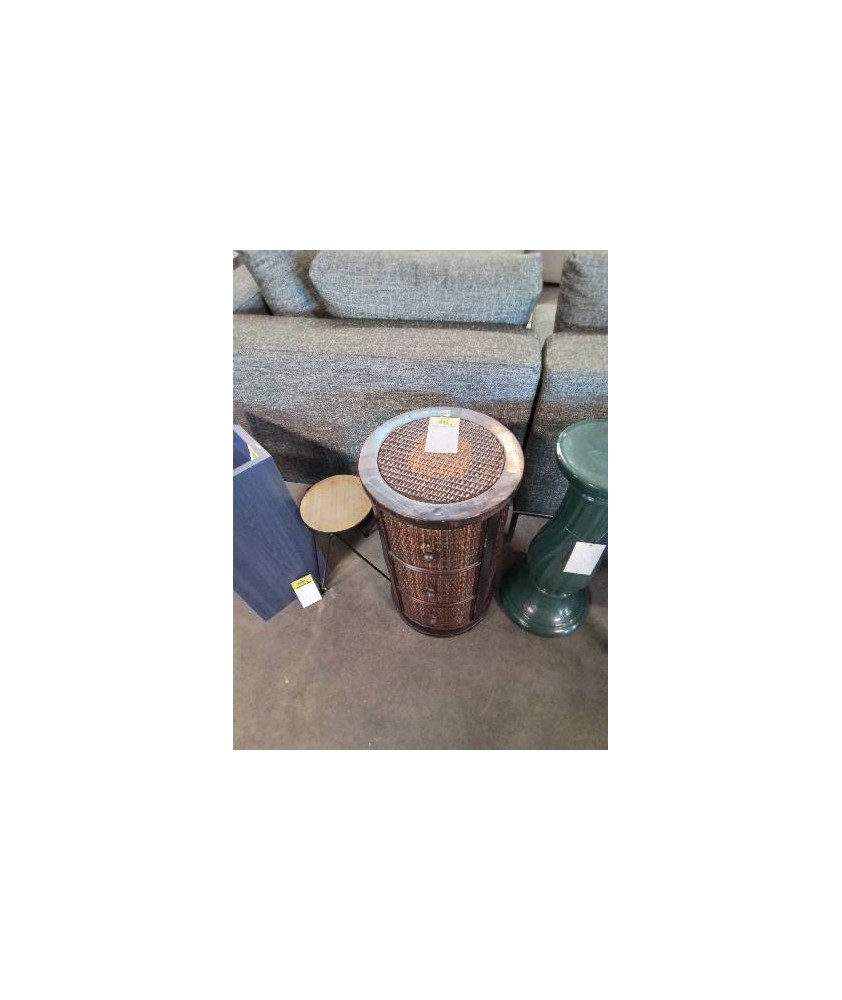 MEUBLE COLONNE BOIS ET VANNERIE 1 PORTE