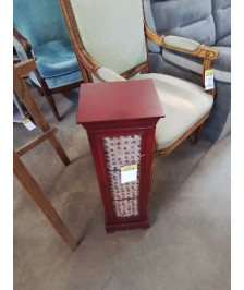 MEUBLE RANGE CD’S BOIS ROUGE 1 PORTE GRILLAGÉ 