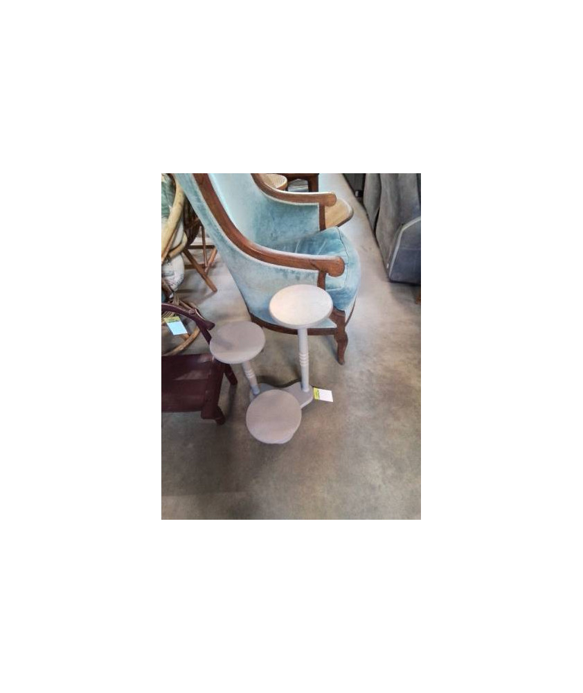 PORTE PLANTE A COLONNES BOIS PEINT TAUPE 3 NIVEAUX 