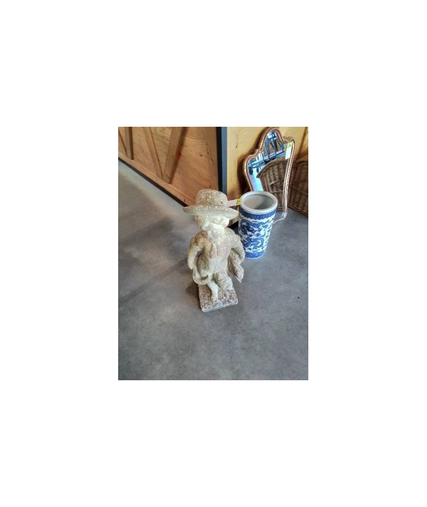 STATUE DE JARDIN JEUNE GARÇON PIERRE RECONSTITUÉE 72CM