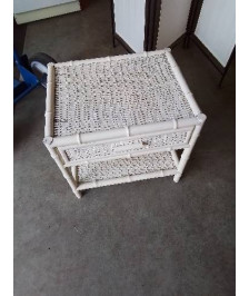 CHEVET ROTIN ET VANNERIE BLANC 1 TIROIR