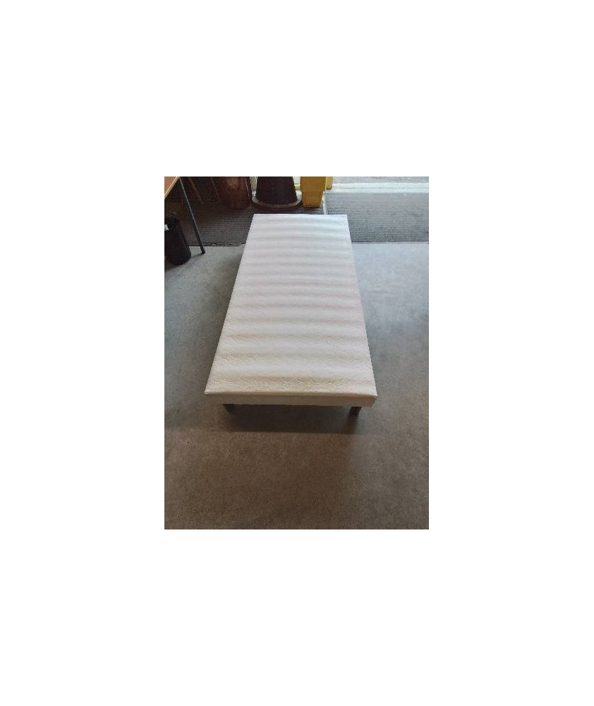 SOMMIER TAPISSER A LATTES 90X190CM AVEC PIEDS BOIS 