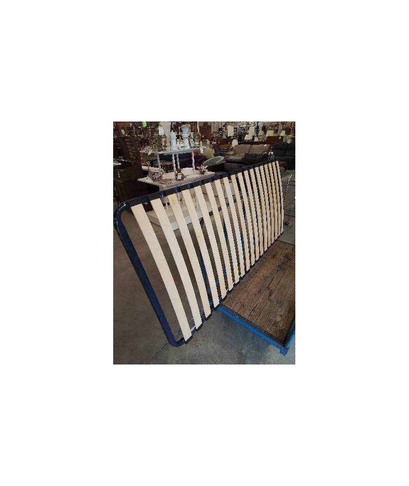 SOMMIER CADRE MÉTAL BLEU A LATTES 90X190CM 