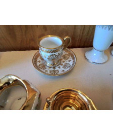 TASSE ET SOUCOUPE PORCELAINE LIMOGE DORÉ 