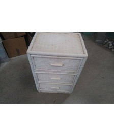 RANGEMENT ROTIN BLANC  3 TIROIRS